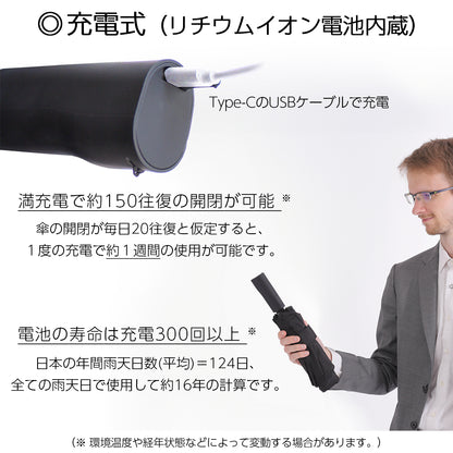 【電動フルオート傘】 全自動 折りたたみ傘 特許 電気式 自動開閉