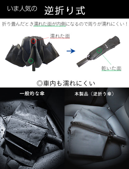 【男の折り畳み傘】特大 140cm 自動開閉 逆折り式 折りたたみ傘
